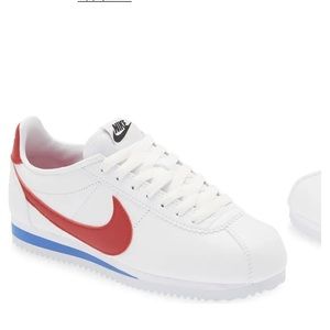 Nike Cortez White, red, and blue